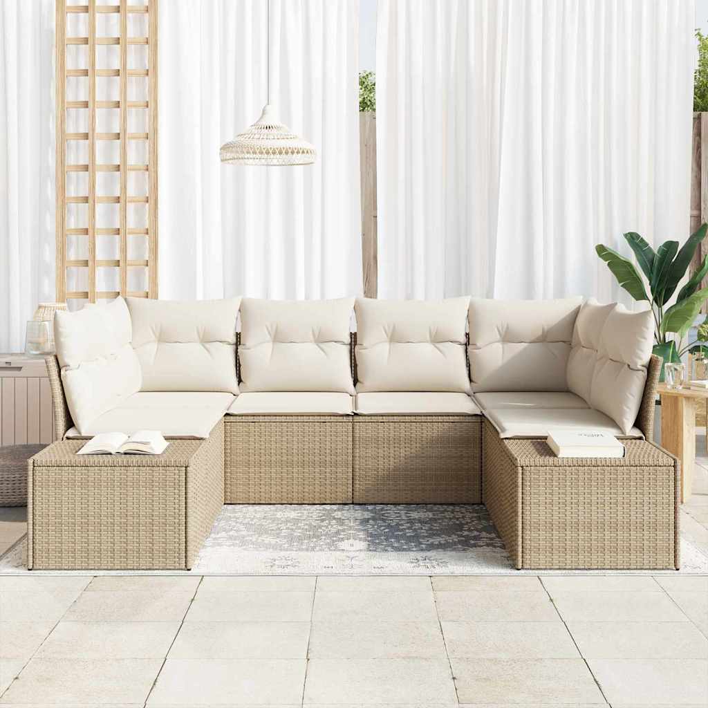 Tuinbankenset 6 st 6-Aantal zitplaatsen Beige en Crème