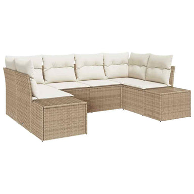 Tuinbankenset 6 st 6-Aantal zitplaatsen Beige en Crème