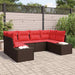 Tuinbankenset 6 st 6-Aantal zitplaatsen Bruin en Rood Poly riet