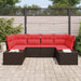 Tuinbankenset 6 st 6-Aantal zitplaatsen Bruin en Rood Poly riet