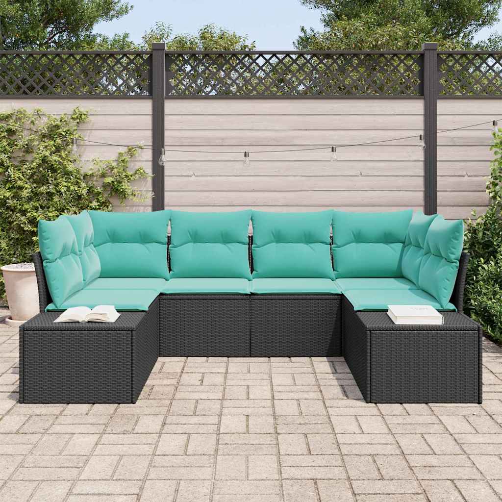 Tuinbankenset 6 st 6-Aantal zitplaatsen Zwart en Turquoise