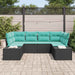 Tuinbankenset 6 st 6-Aantal zitplaatsen Zwart en Turquoise