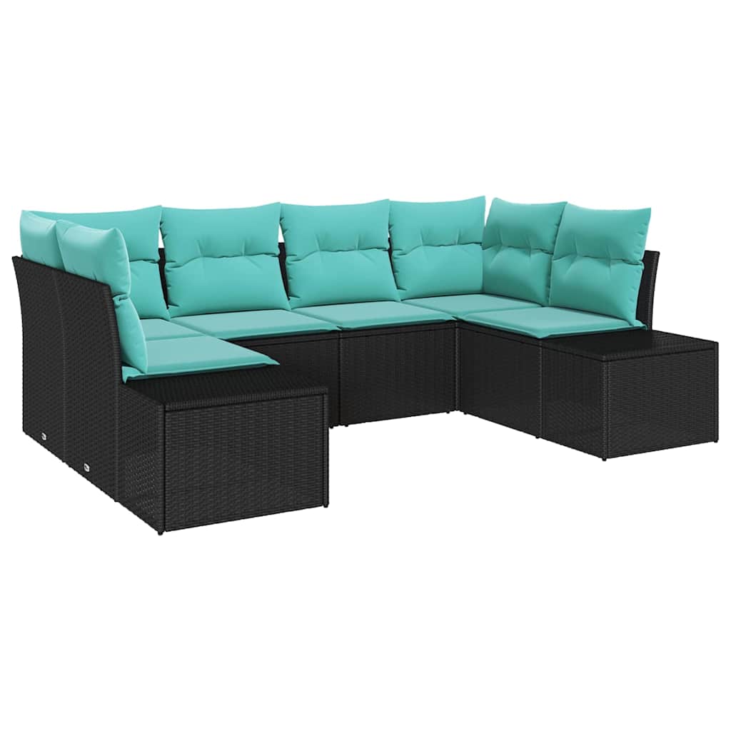 Tuinbankenset 6 st 6-Aantal zitplaatsen Zwart en Turquoise
