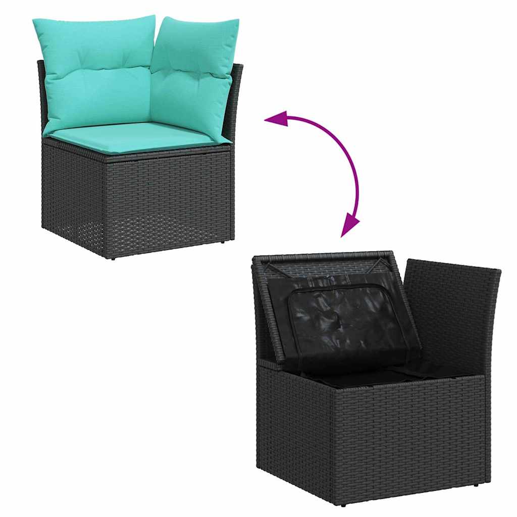 Tuinbankenset 6 st 6-Aantal zitplaatsen Zwart en Turquoise