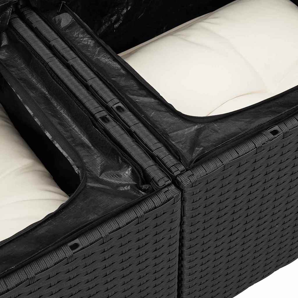 Tuinbankenset 7 st 7-Aantal zitplaatsen Zwart en Crème