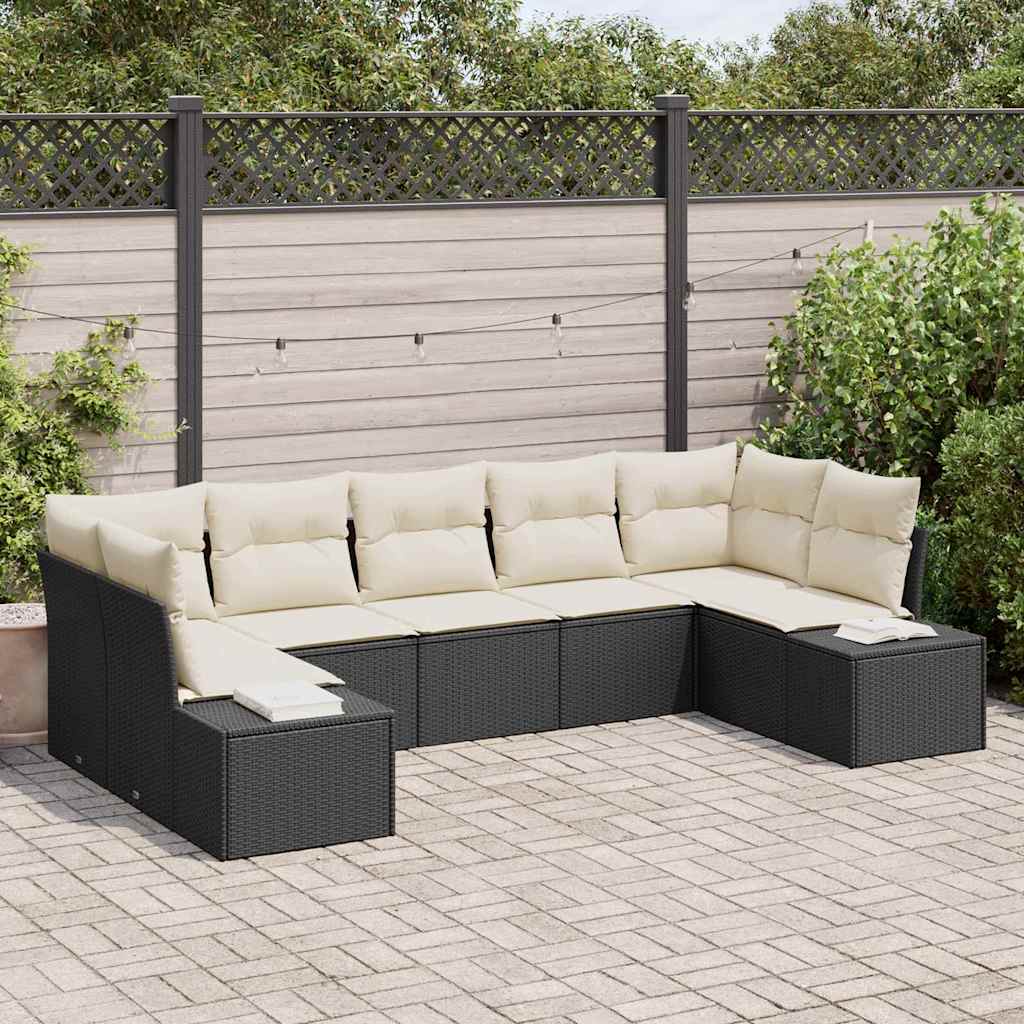 Tuinbankenset 7 st 7-Aantal zitplaatsen Zwart en Crème