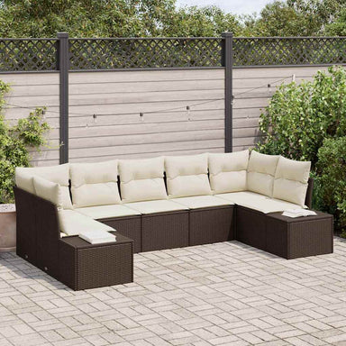 Tuinbankenset 7 st 7-Aantal zitplaatsen Bruin en Crème