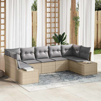 Tuinbankenset 7 st 7-Aantal zitplaatsen Beige en Licht Grijs