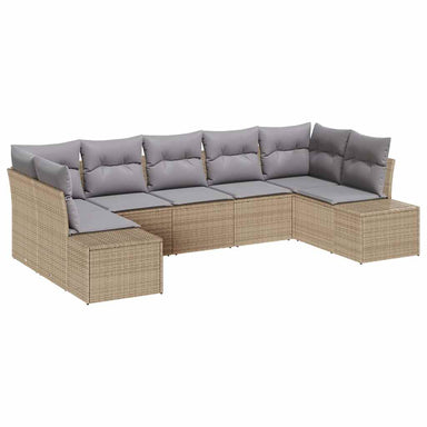 Tuinbankenset 7 st 7-Aantal zitplaatsen Beige en Licht Grijs