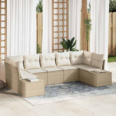 Tuinbankenset 7 st 7-Aantal zitplaatsen Beige en Crème