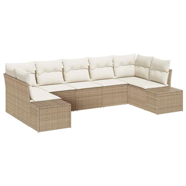 Tuinbankenset 7 st 7-Aantal zitplaatsen Beige en Crème