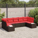 Tuinbankenset 7 st 7-Aantal zitplaatsen Bruin en Rood Poly riet