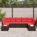 Tuinbankenset 7 st 7-Aantal zitplaatsen Bruin en Rood Poly riet