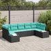 Tuinbankenset 7 st 7-Aantal zitplaatsen Zwart en Turquoise