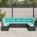 Tuinbankenset 7 st 7-Aantal zitplaatsen Zwart en Turquoise