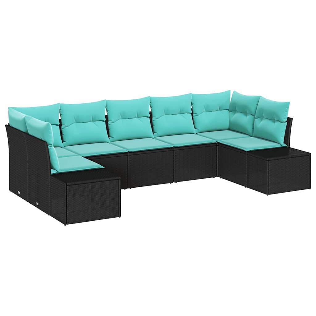 Tuinbankenset 7 st 7-Aantal zitplaatsen Zwart en Turquoise