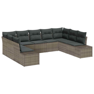 Tuinbankenset 9 st 8-Aantal zitplaatsen Grijs Polyrattan