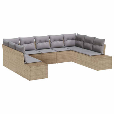 Tuinbankenset 9 st 8-Aantal zitplaatsen Beige en Licht Grijs