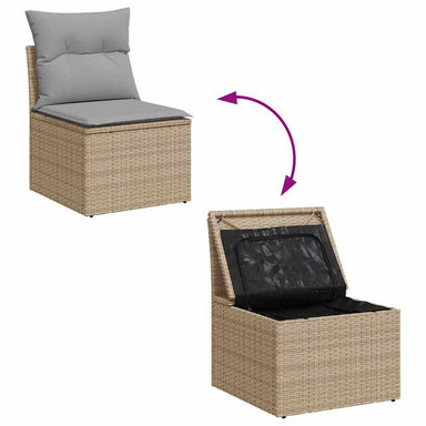 Tuinbankenset 9 st 8-Aantal zitplaatsen Beige en Licht Grijs