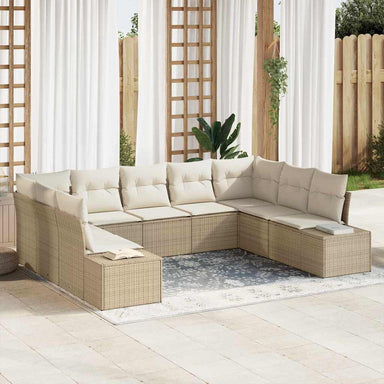Tuinbankenset 9 st 8-Aantal zitplaatsen Beige en Crème