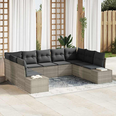 Tuinbankenset 9 st 8-Aantal zitplaatsen Lichtgrijs Polyrattan