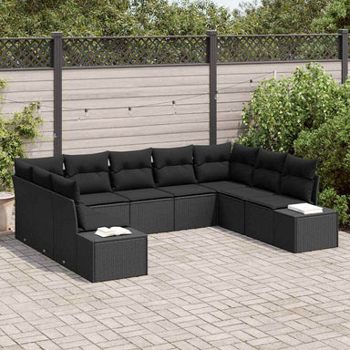 Tuinbankenset 9 st 8-Aantal zitplaatsen Zwart Polyrattan
