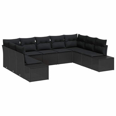 Tuinbankenset 9 st 8-Aantal zitplaatsen Zwart Polyrattan