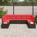 Tuinbankenset 9 st 8-Aantal zitplaatsen Bruin en Rood