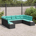 Tuinbankenset 9 st 8-Aantal zitplaatsen Zwart en Turquoise