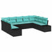 Tuinbankenset 9 st 8-Aantal zitplaatsen Zwart en Turquoise