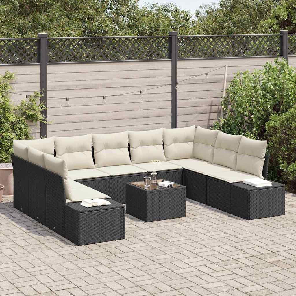 Tuinbankenset 9 st 8-Aantal zitplaatsen Zwart en Crème