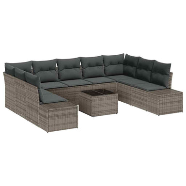 Tuinbankenset 9 st 8-Aantal zitplaatsen Grijs Polyrattan