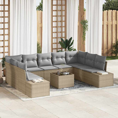 Tuinbankenset 9 st 8-Aantal zitplaatsen Beige en Licht Grijs