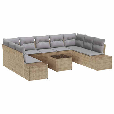 Tuinbankenset 9 st 8-Aantal zitplaatsen Beige en Licht Grijs