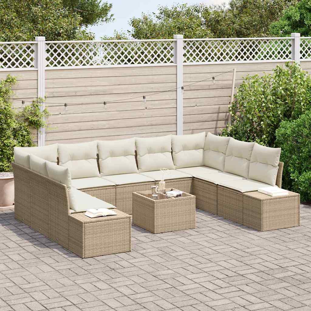 Tuinbankenset 9 st 8-Aantal zitplaatsen Beige en Crème