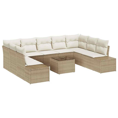 Tuinbankenset 9 st 8-Aantal zitplaatsen Beige en Crème