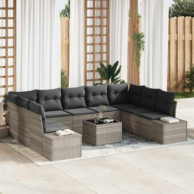 Tuinbankenset 9 st 8-Aantal zitplaatsen Lichtgrijs Polyrattan