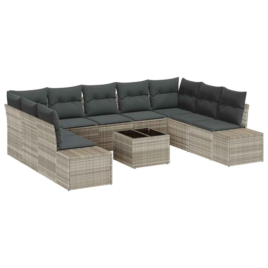 Tuinbankenset 9 st 8-Aantal zitplaatsen Lichtgrijs Polyrattan