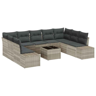 Tuinbankenset 9 st 8-Aantal zitplaatsen Lichtgrijs Polyrattan