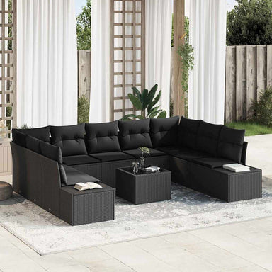Tuinbankenset 9 st 8-Aantal zitplaatsen Zwart Polyrattan