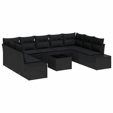 Tuinbankenset 9 st 8-Aantal zitplaatsen Zwart Polyrattan