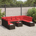 Tuinbankenset 9 st 8-Aantal zitplaatsen Bruin en Rood