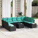Tuinbankenset 9 st 8-Aantal zitplaatsen Zwart en Turquoise