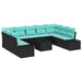 Tuinbankenset 9 st 8-Aantal zitplaatsen Zwart en Turquoise
