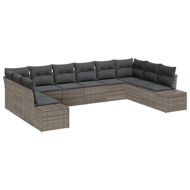 Tuinbankenset 10 st 9-Aantal zitplaatsen Grijs Polyrattan