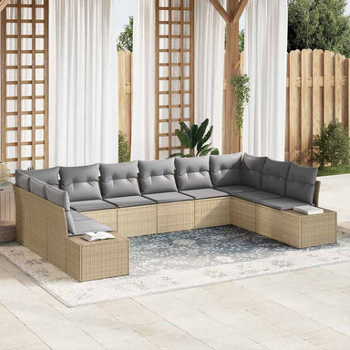 Tuinbankenset 10 st 9-Aantal zitplaatsen Beige en Licht Grijs
