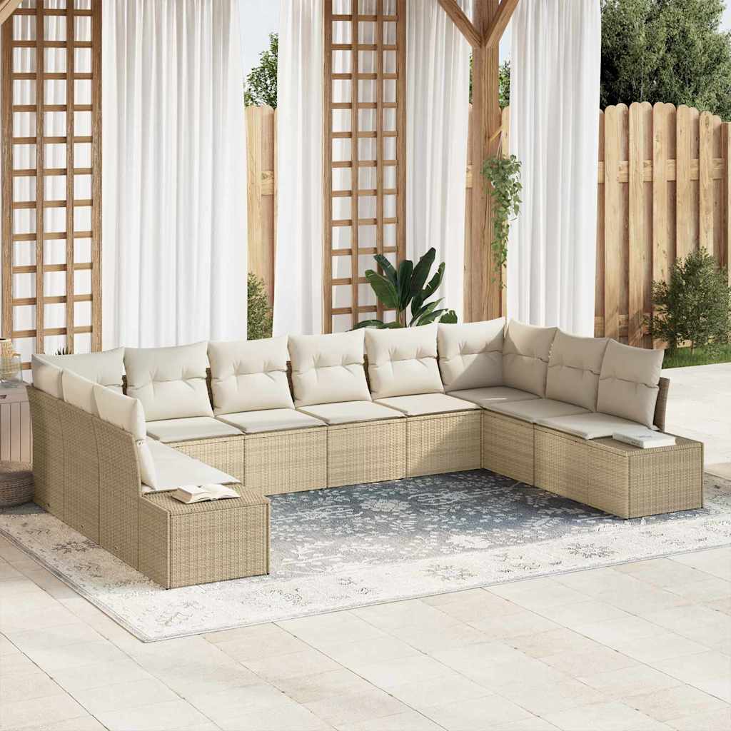 Tuinbankenset 10 st 9-Aantal zitplaatsen Beige en Crème