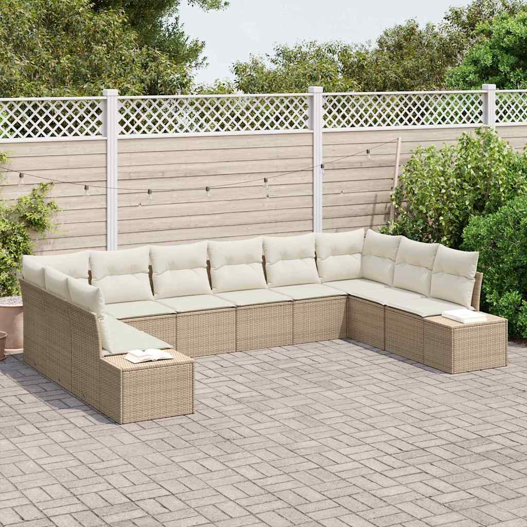 Tuinbankenset 10 st 9-Aantal zitplaatsen Beige en Crème