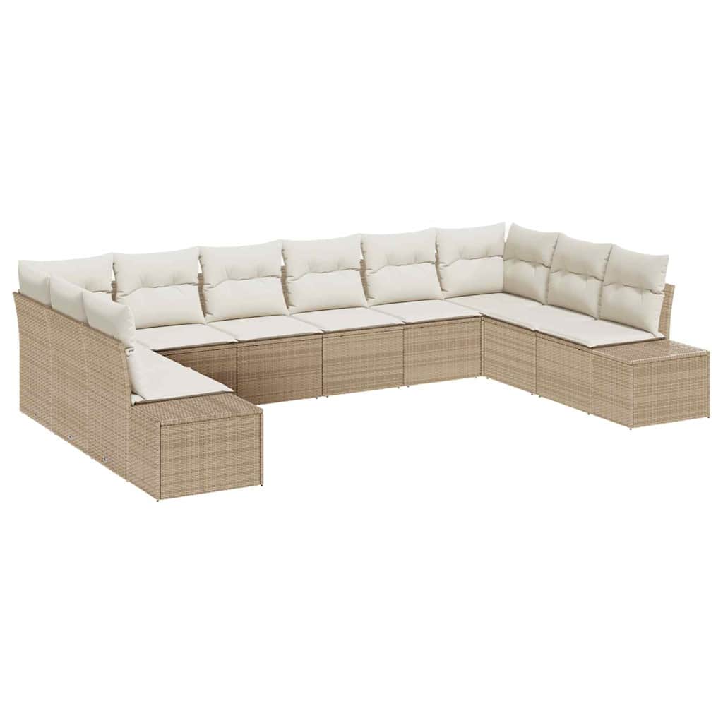 Tuinbankenset 10 st 9-Aantal zitplaatsen Beige en Crème