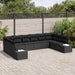Tuinbankenset 10 st 9-Aantal zitplaatsen Zwart Polyrattan